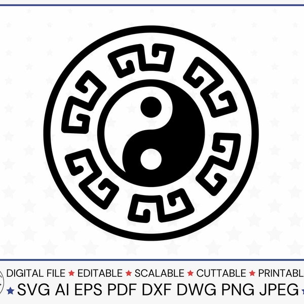 YIN YANG symbol SVG Yin Yang layered vector Yin Yang png Chinese Symbols spirituality Religion Silhouette Cricut Clipart Commercial use 278