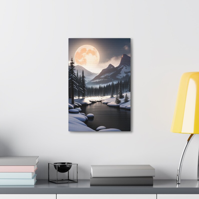 Nature Inspired Canvas Print - Large Wall Art - Moon Over the River - Etsy
