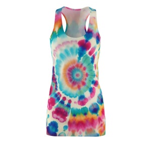 Batikkleider, Racerback-Tanktop, Racerback-Tankkleid, Racerback-Kleid, Racerback-Kleid, Batikkleidung, Batikkleid für Damen