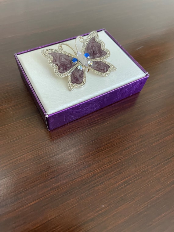 Vintage Silver-Tone Butterfly with Rhinestones - image 4