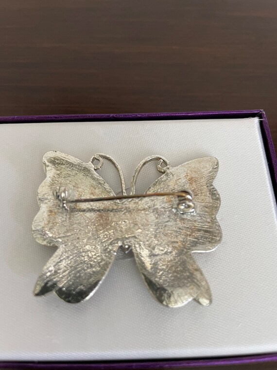 Vintage Silver-Tone Butterfly with Rhinestones - image 6