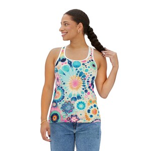 Tie Dye Crop Top Women's Tank, Boho Festival Gym Yoga Gift, Summer Workout Running Fitness Tank
