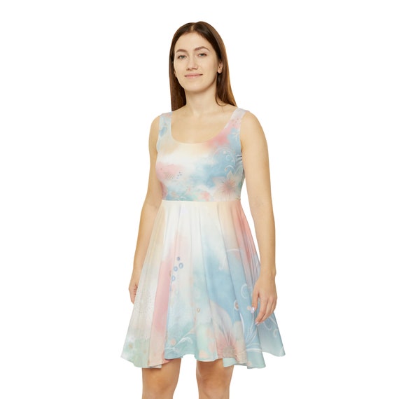 Casual Skater Dress, Tie-Dye Skater Dress, White Skater Dress, Womens Dresses, Womens Skater Dresses Online, Shop Skater Dress