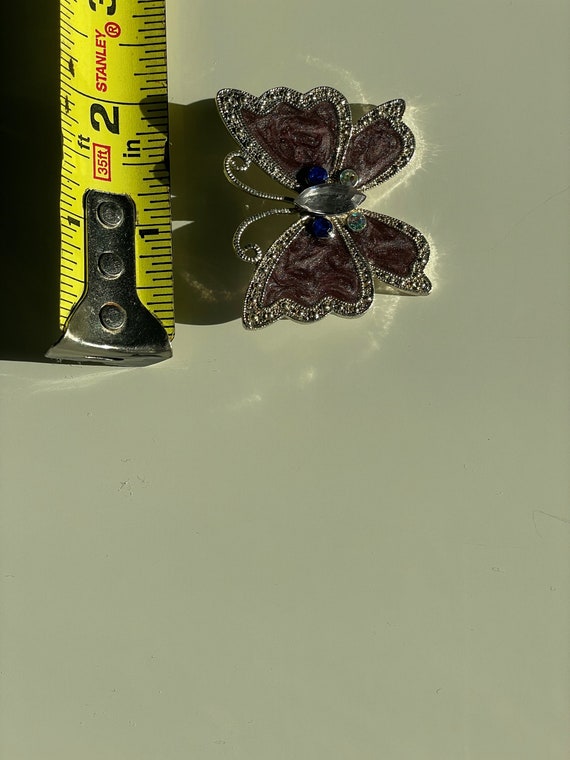 Vintage Silver-Tone Butterfly with Rhinestones - image 9