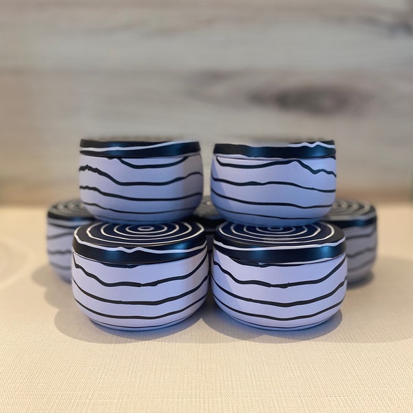 Lot of 7 Zebra Hearts and Crafts 8oz Tins - 8oz Tins for Candles - 8oz Tins for Crafting - Metal Candle Tins -  Luxury Candle Tins
