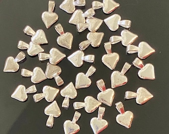 30 Mini Heart Charms - Silver Tone Mini Heart Charms - Heart Charms for Jewelry Making - Heart Charms for Crafting - DIY Jewelry Making
