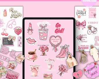 Christianity Digital Stickers Girl Christian Sticker Woodnote christian sticker Pink Christian Sticker journal sticker