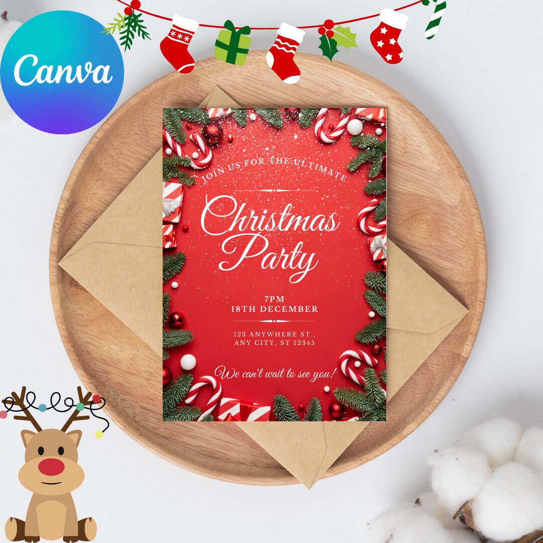 Christmas Invitations Digital Christmas Invite Christmas Etsy