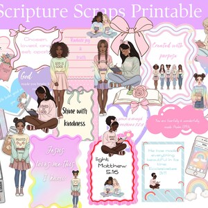 Pastel Scripture Scraps Printable christian journal kit Christian affirmations printable cute Bible verses Christian girl aesthetic