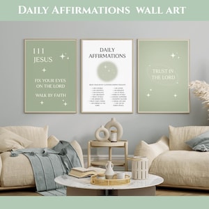 Christian wall art set of 3 bible verse Christian affirmations prints trust in the Lord Jesus decor faith affirmations spiritual posters hom