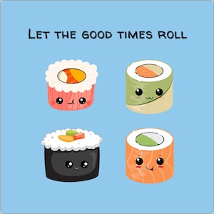 Cute Sushi Roll Card - DIGITAL FILE | Kawaii card, kawaii birthday card | Cute sushi card for friend | kawaii sushi card