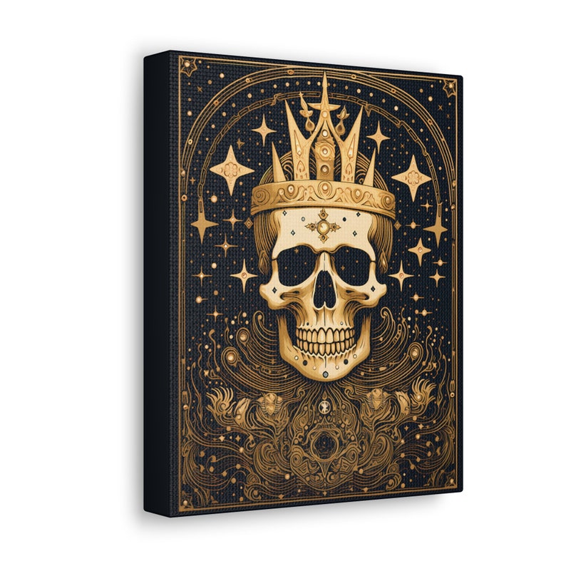 Black and Gold Skull Crown Wall Art Black and Gold Large Wall Etsy