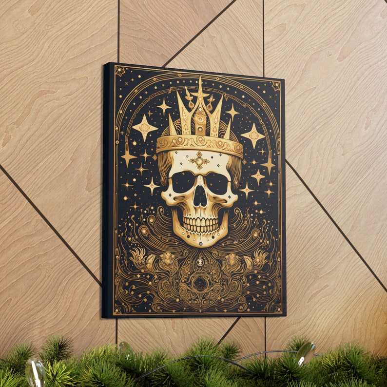 Black and Gold Skull Crown Wall Art Black and Gold Large Wall Etsy