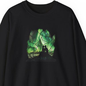 Northern Lights Art Print Unisex Sweatshirt | Romantic Aurora Borealis sweatshirt | Artistic Northern Lights fashion