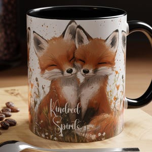 Kindred Spirits Fox Mug | Best Friend Coffee Cup | Soulmate Gift | Cute Animal Lover Mug |  Personalized Mothers Day Gift