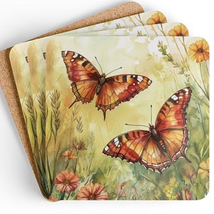 Butterfly Meadow Corkwood Coaster Set