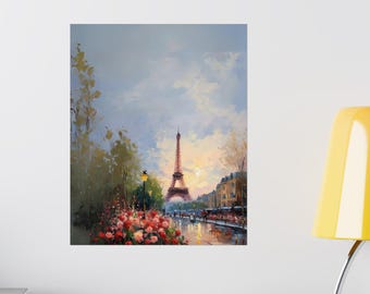 Paris Eiffel Tower Poster | Romantic Paris Wall Art Print | French Travel Home Décor