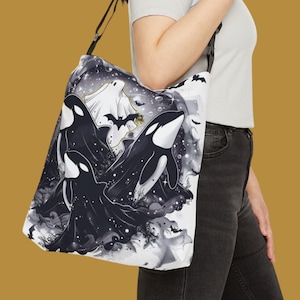 Sac fourre-tout d&#39;Halloween fantôme orque, sac cabas design fantôme orque, sac effrayant orque, cabas pour amoureux des animaux