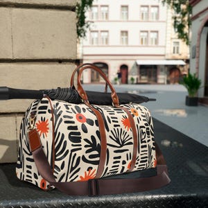 Boho Modern Travel Bag | Abstract Art Duffel | Waterproof Weekender Bag | Bold Minimalist Carry-On | Stylish Overnight Tote for Adventurers