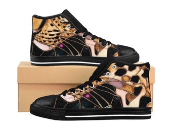 Leopard Wing High Top Sneakers | Stained Glass Animal Print