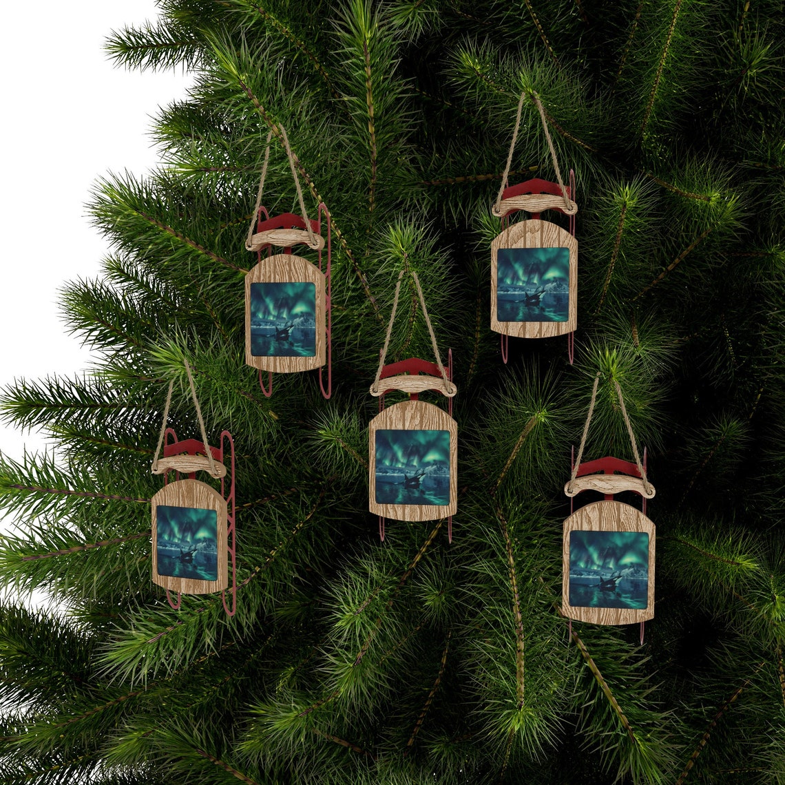 Northern Lights Sled Ornament | Aurora Borealis Ornament | Holiday ...