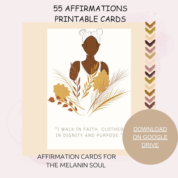 55 Self-Love Affirmation Printable Cards Black Girls, Printable Affirmation Cards for Black Girls, Black Women Affirmations, Empowerment