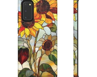 Stained Glass Sunflower Phone Case | Floral Art, Shockproof