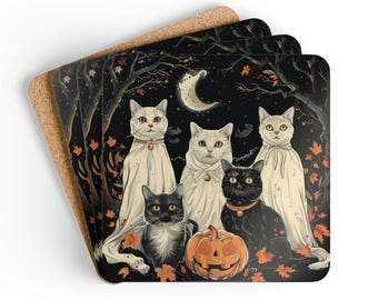 Spooky Cats Halloween Coaster Set | Corkwood Drink Coasters