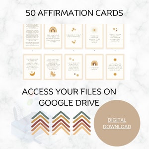 50 Self-Love Affirmation Printable Cards, Printable Affirmation Cards for Women, Positive Affirmation Card Deck, Vision Board Printables