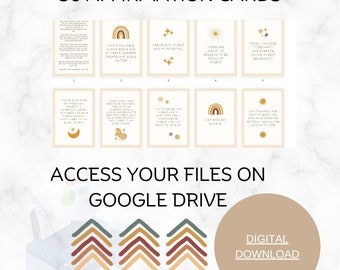 50 Self-Love Affirmation Cards, Positive Mindset (Digital Download)