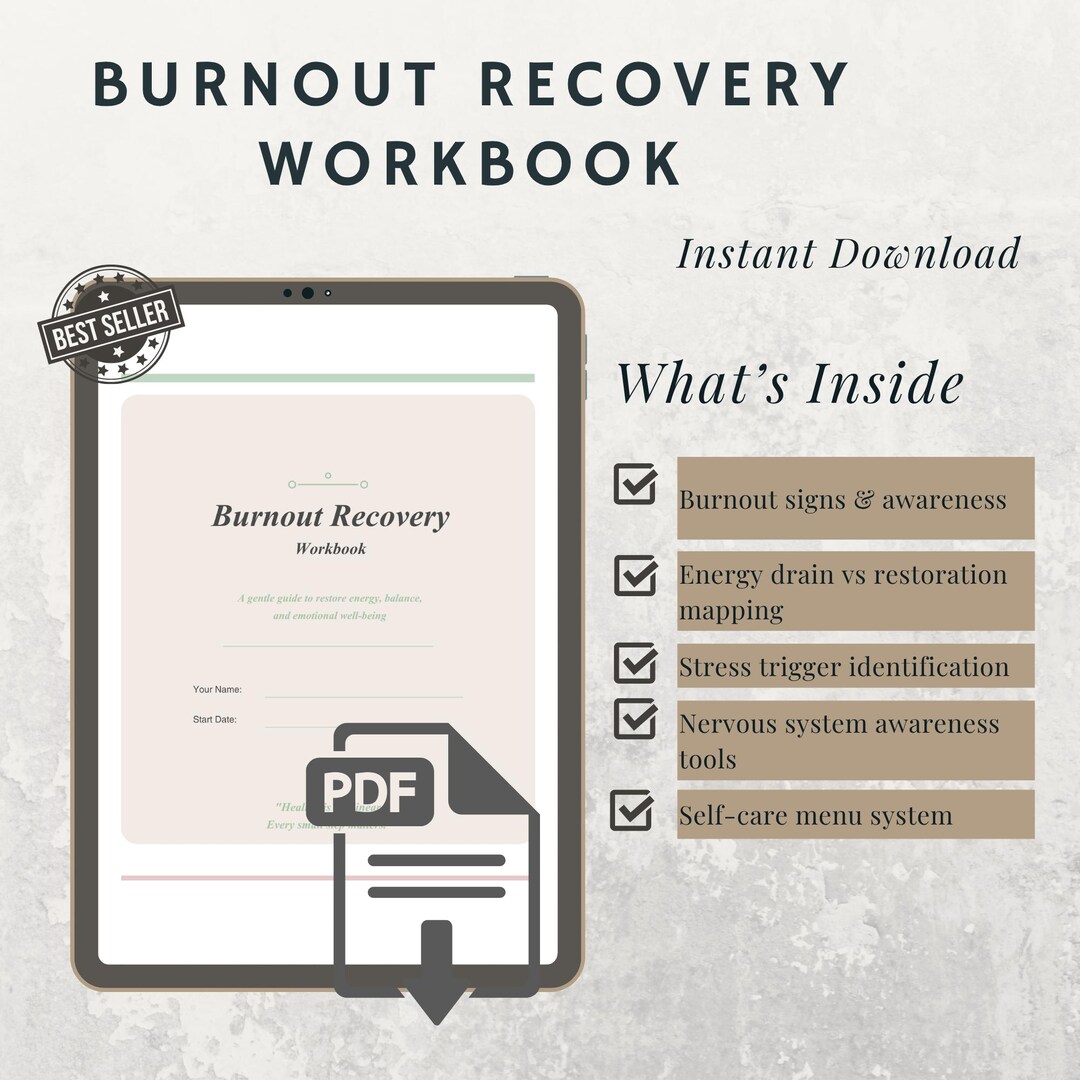 Burnout Recovery Guide Printable | Anxiety & Stress Workbook | Self ...