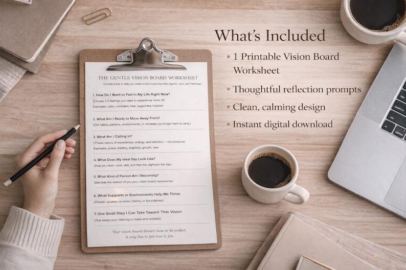 Vision Board Worksheet | Printable Guide for Clarity & Healing (PDF) - Etsy