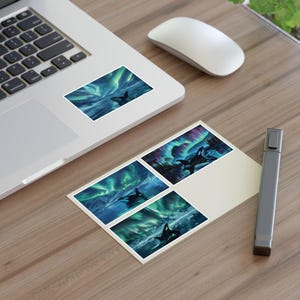 Aurora Borealis orca stickervellen | Stickervel Noorderlicht Borealis | Laptopstickers | Stickers met natuurthema