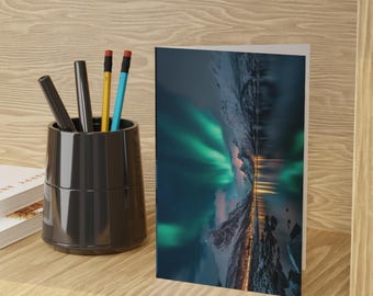 Northern Lights Greeting Cards, Aurora Borealis Design, Set of 10