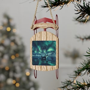 Northern lights Sled Ornament | Aurora Borealis Ornament | Holiday Ornament | Christmas Gift | Christmas Ornaments | Northern Lights, Yukon