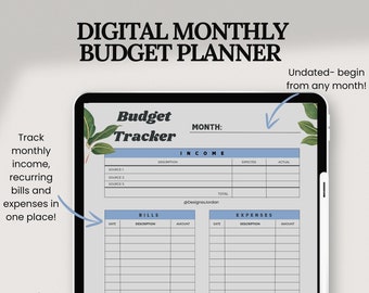 Aesthetic Digital Monthly Budget Tracker Template - Etsy