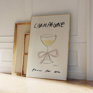 Champagne Tower For One Art Print, Wine Poster, Vintage Food Art, Trendy Bar Cart Art, Retro Cocktail Print, French Print, Minimalist Decor