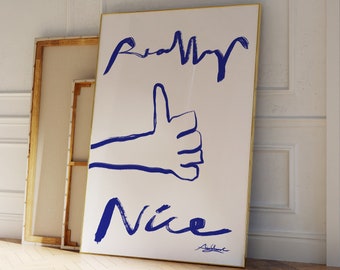 Really Nice Thumbs Up Art Print, Thumbs Up Poster, Colorful Retro Wall Art, Funky Illustration Print, Cool Hand Drawn Wall Art