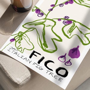 Italian Fig Tree Art Print, Hand Drawn Poster, Trendy Food Art, Neutral Wall Decor, Unique Kitchen Print, Modern Botanical Art, Fruit Print image 6