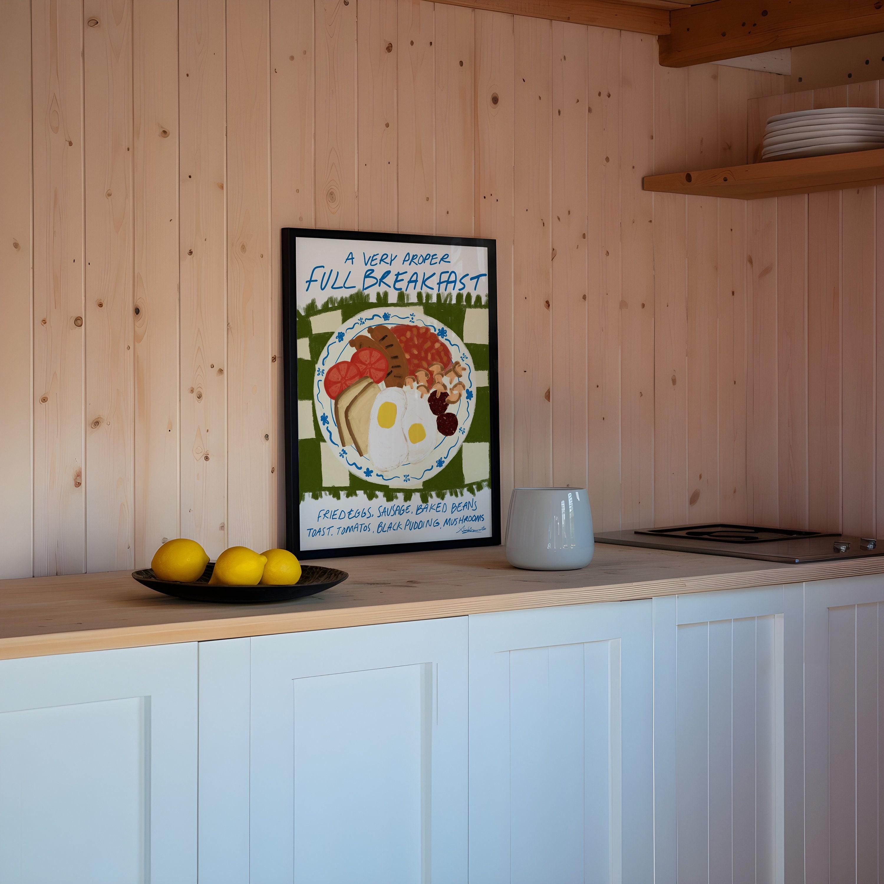 Breakfast Print Proper Full Breakfast Art Print, Full English Fry-up, Retro Food Print ...