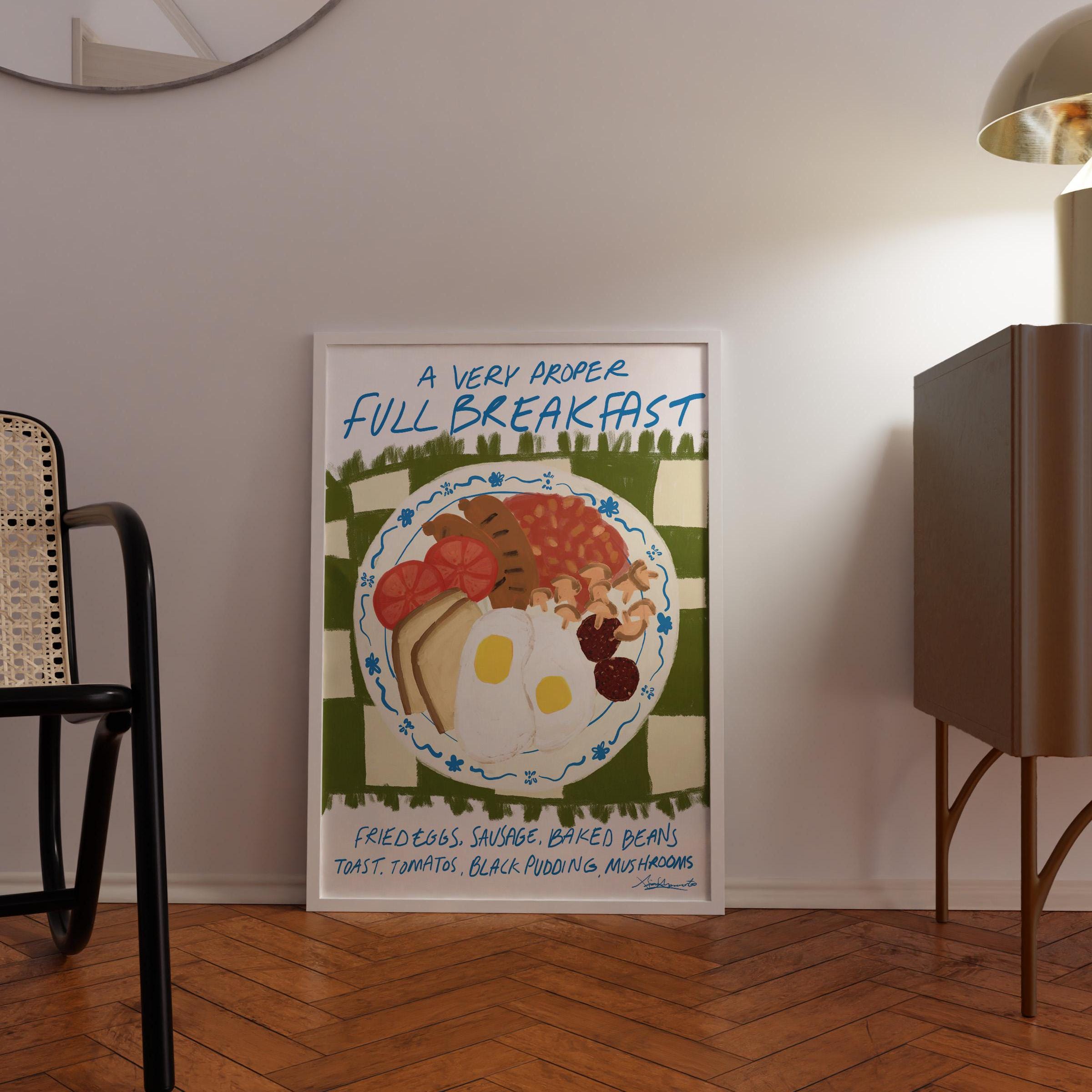 Breakfast Print Proper Full Breakfast Art Print, Full English Fry-up, Retro Food Print ...