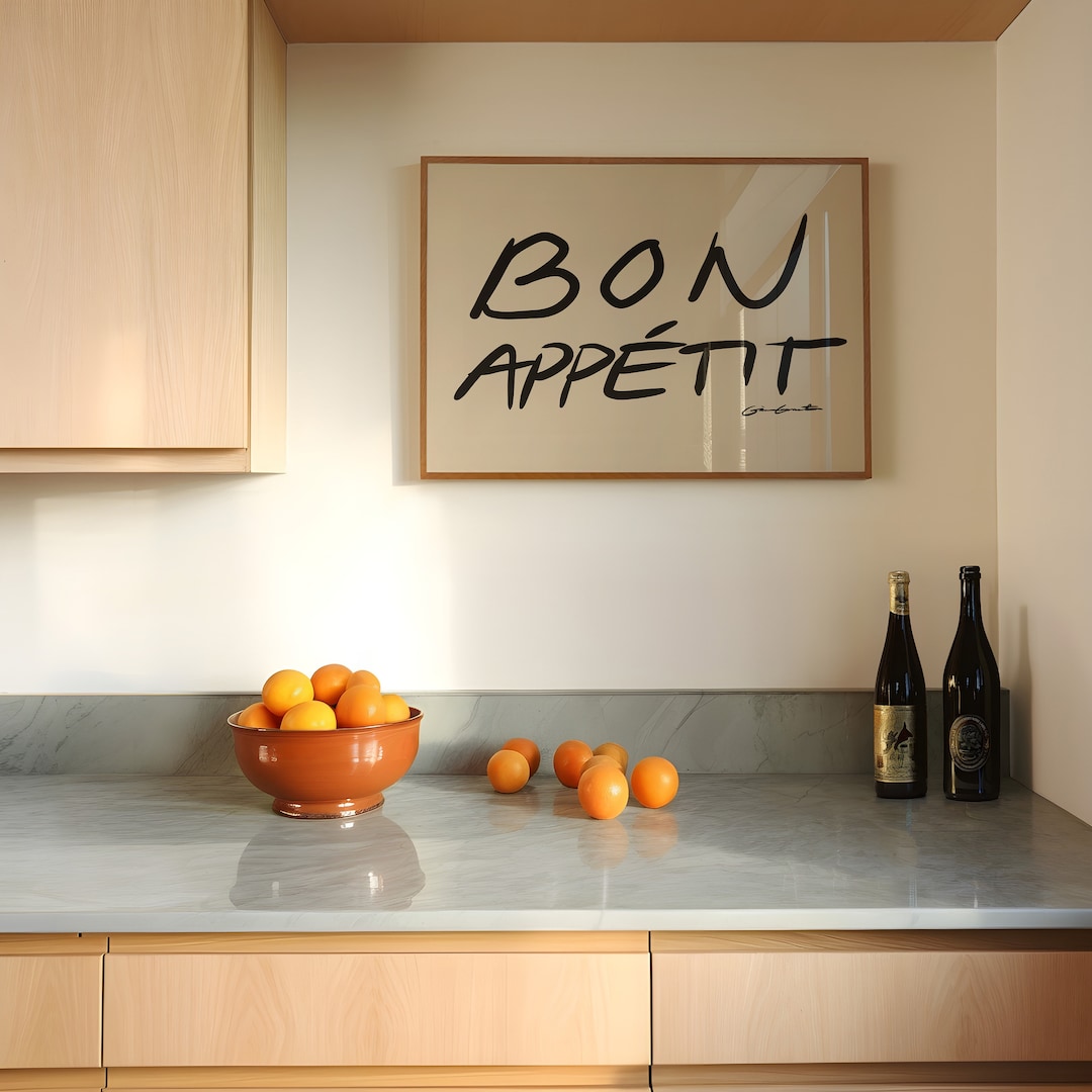 set of 2 bon appetit prints, retro cooking prints,... Bon Appetit Art Print, Mid-century Kitchen Poster, Retro Minimalist ...