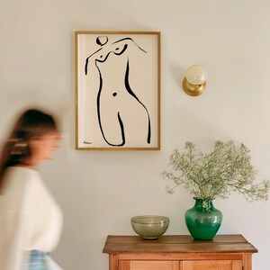 Figure Of A Women Art Print, Trendy Minimalist Line Art, Hand Drawn Poster, Modern Abstract Figure, Black and White Poster, Gallery Wall Art image 2