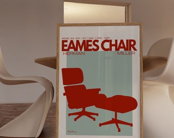 Eames Chair Herman Miller Art Print, Mid Century Modern Wall Art