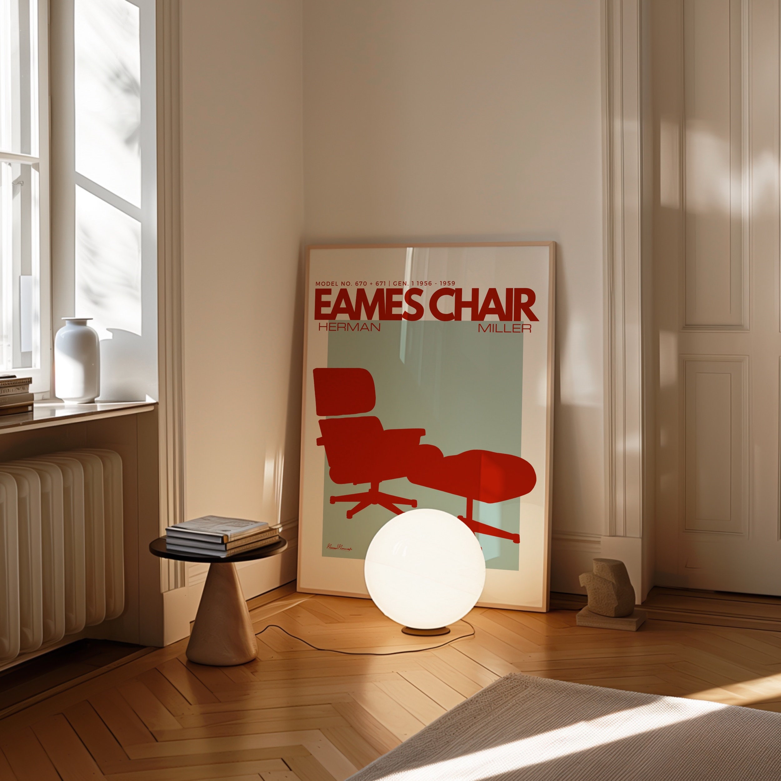 Eames Chair Herman Miller Art Print, Mid Century Modern Wall Art