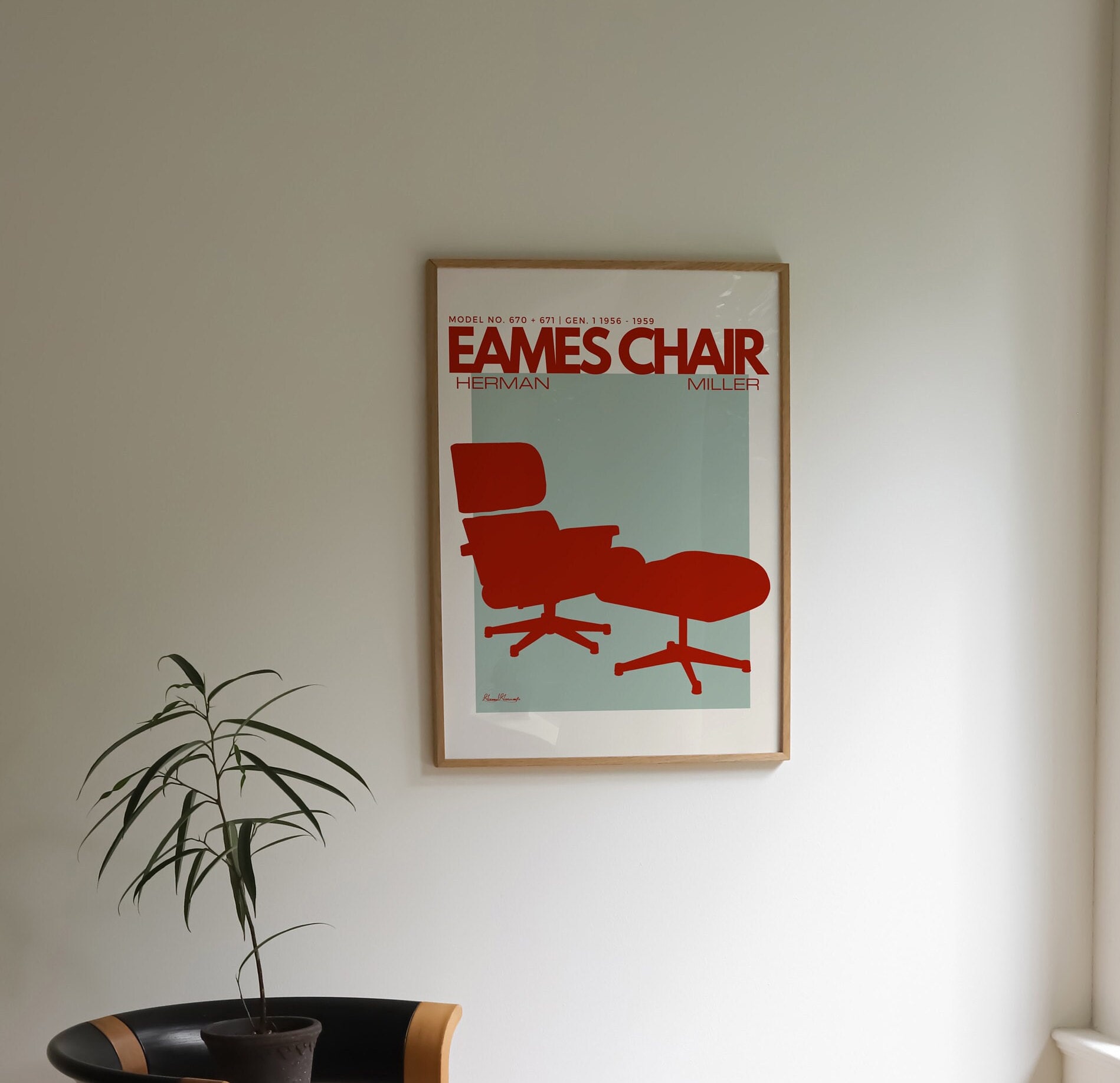 Eames Chair Herman Miller Art Print, Mid Century Modern Wall Art