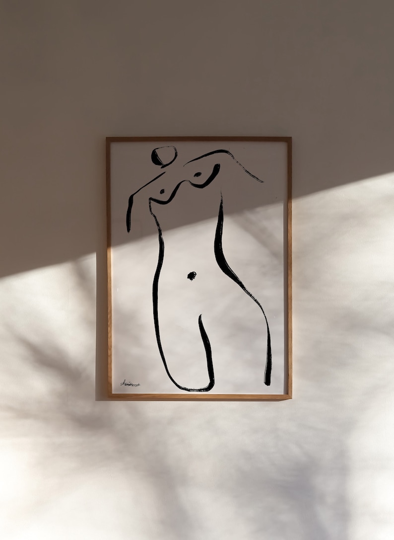 Figure Of A Women Art Print, Trendy Minimalist Line Art, Hand Drawn Poster, Modern Abstract Figure, Black and White Poster, Gallery Wall Art image 7