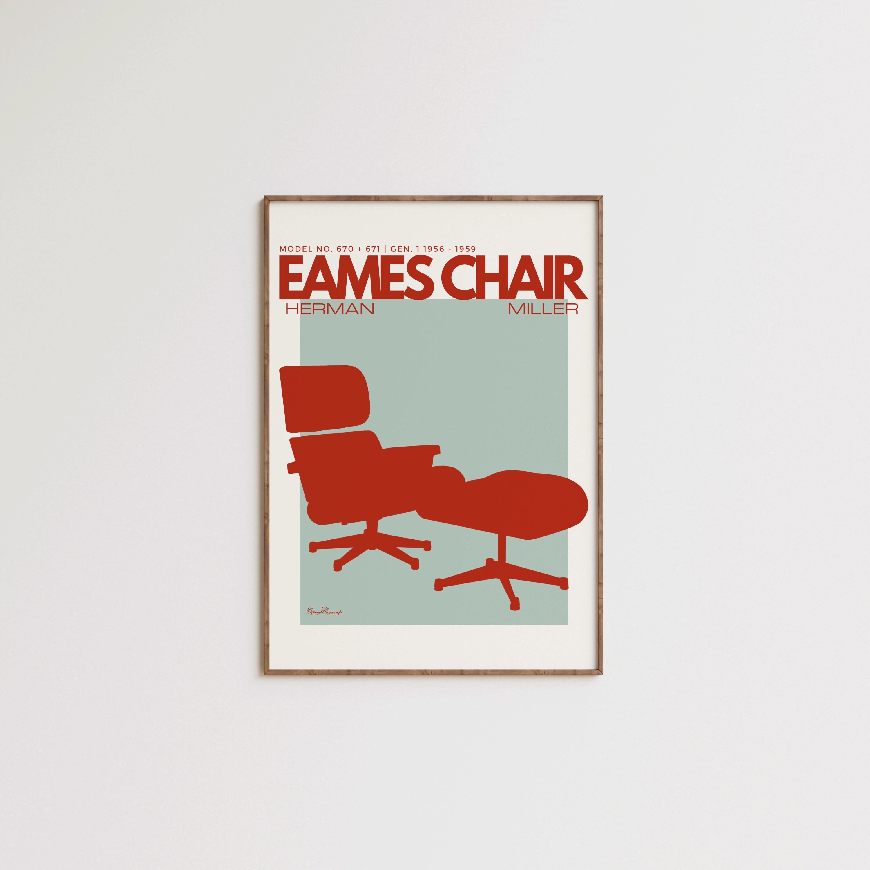 Eames Chair Herman Miller Art Print, Mid Century Modern Wall Art