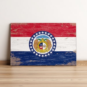 Missouri State Flag Wall Art, Missouri Flag, State Flag, Wood Printing Flag, Wood Art, Wall Art Decor, Rustic Wood Flag, Vintage Wooden Flag