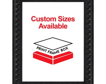 Hand Painted Black Bead Wood Picture Frame, Distressed Vintage Style Frame, Handmade Custom Frame, Ready to Hang, 5x7 8x10 11x14 up to 32x40